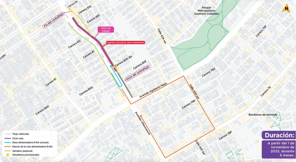 Por obras del Metro cierre en av Villavicencio entre carreras 80d y 81