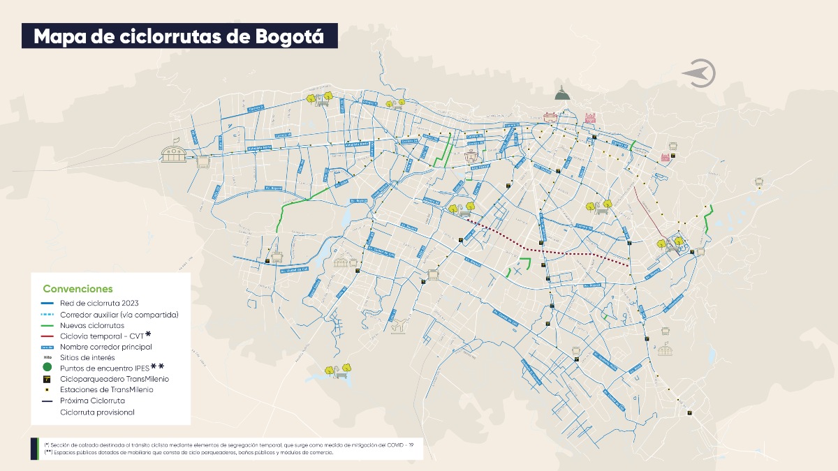 Cuántos kilómetros de ciclorrutas hay en Bogotá este 2023