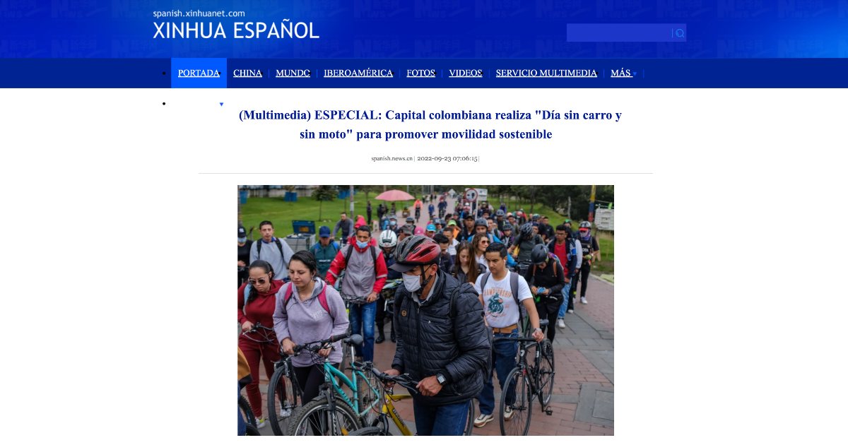 Capital colombiana realiza "Día sin carro y sin moto" para promover movilidad sostenible - Agencia Xinhua