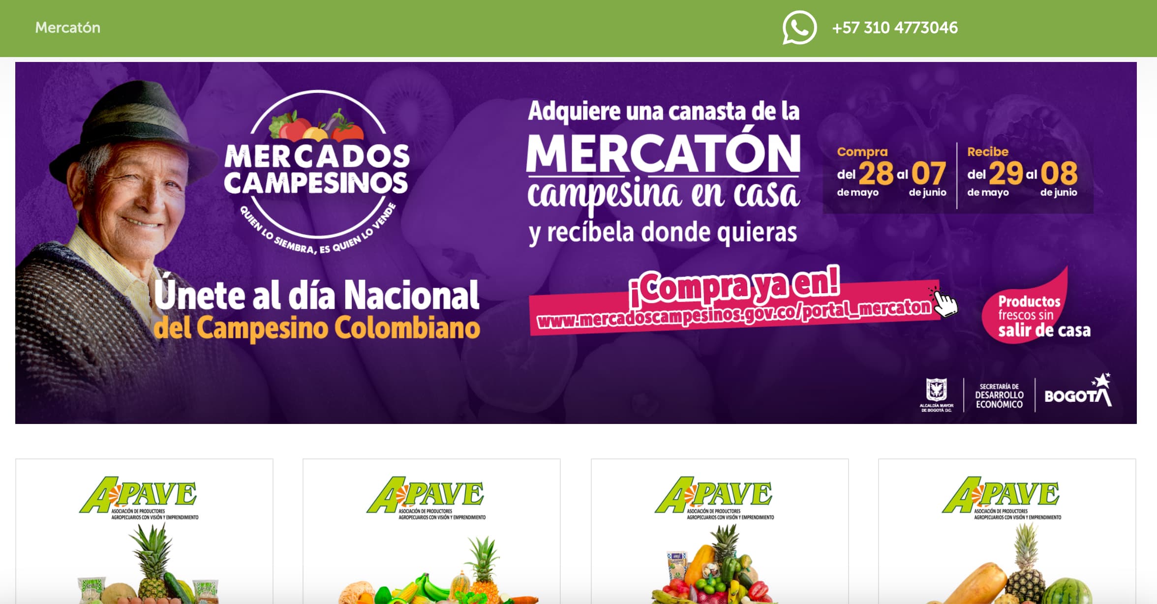 Mercado en línea con Mercados Campesinos de Bogotá, compra a un clic