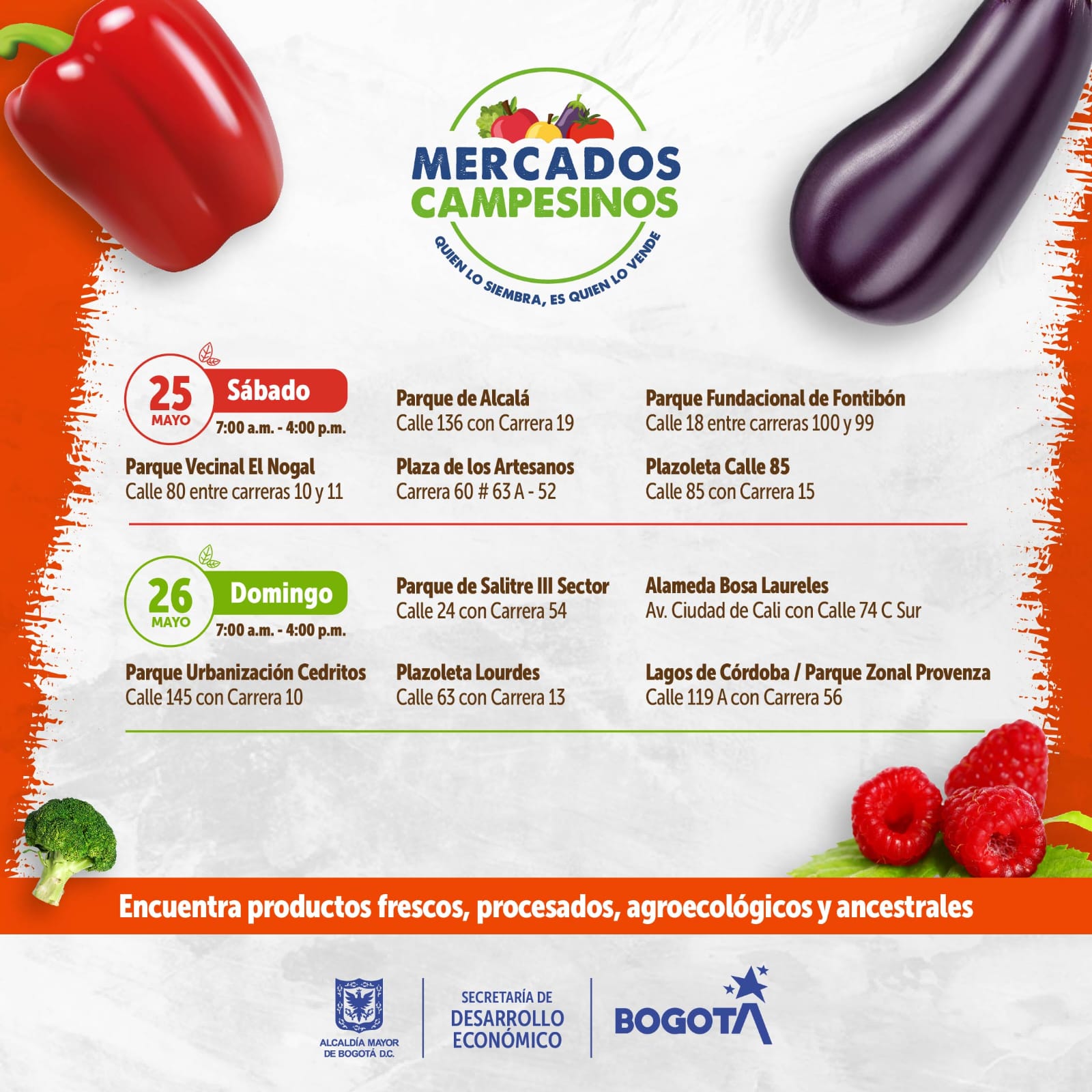 Del campo a la cuidad: Mercados Campesinos en Bogotá del 24 al 26 de mayo 