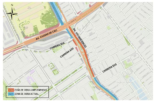 Movilidad en Bogotá cierre obras Metro en av. Villavicencio y av. Cali mapa 1