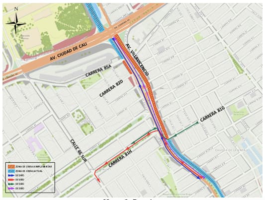 Movilidad en Bogotá cierre obras Metro en av. Villavicencio y av. Cali mapa 2
