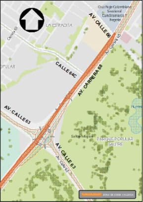 Movilidad en Bogotá cierre y obras en carrera 68 entre calles 53 y 66 mapa 1