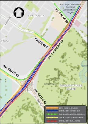 Movilidad en Bogotá cierre y obras en carrera 68 entre calles 53 y 66 mapa 3