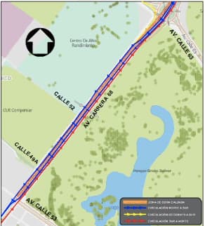 Movilidad en Bogotá cierre y obras en carrera 68 entre calles 53 y 66 mapa 4