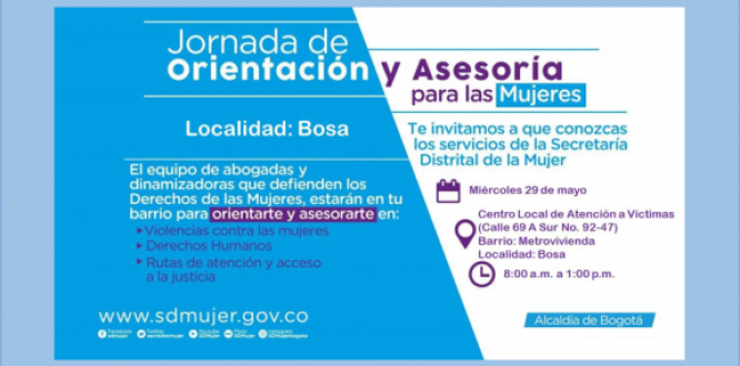 Imagen de invitación a la asesoría para mujeres. 