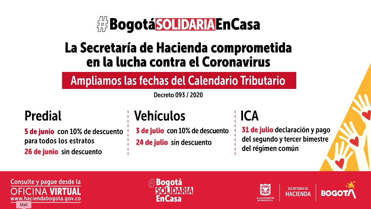 Se modifica calendario tributario para alivio de los bogotanos