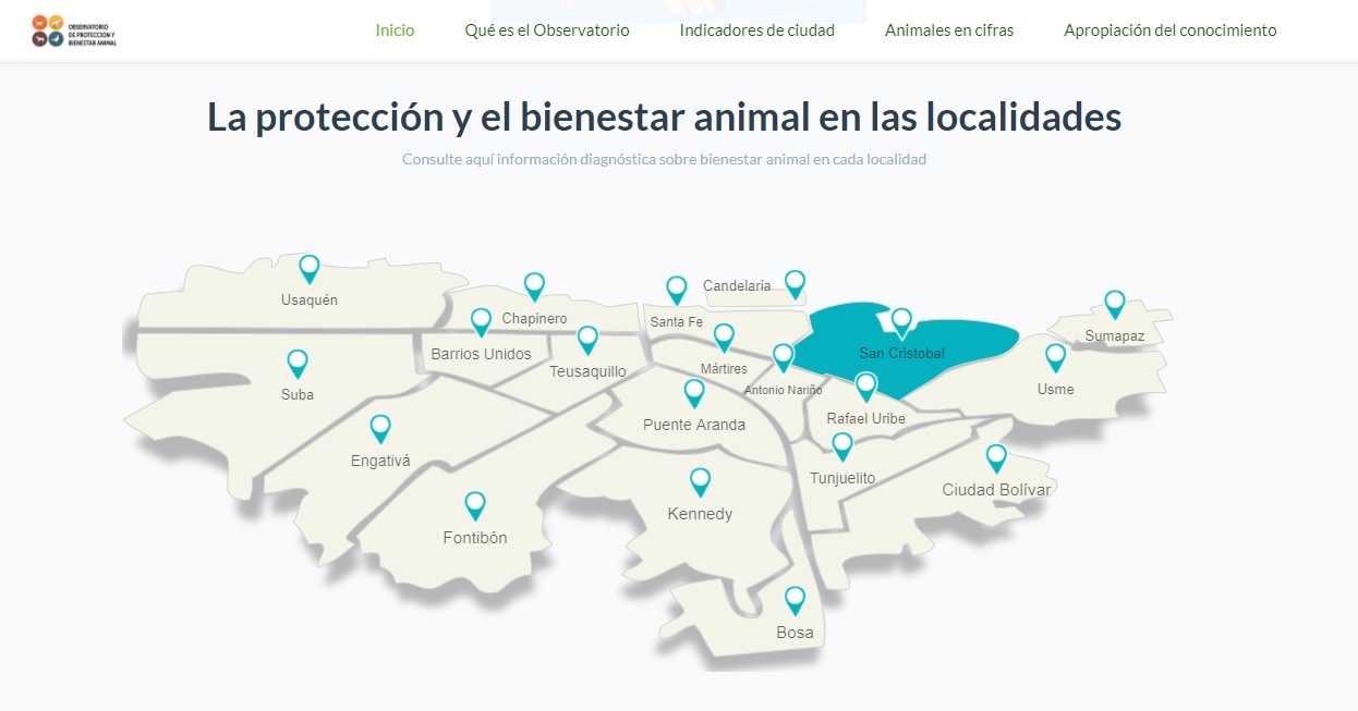 Pantallazo del mapa por localidades