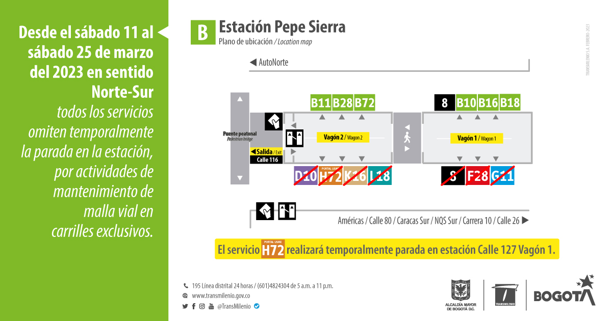 Movilidad: cambios temporales en estación Pepe Sierra de TransMilenio