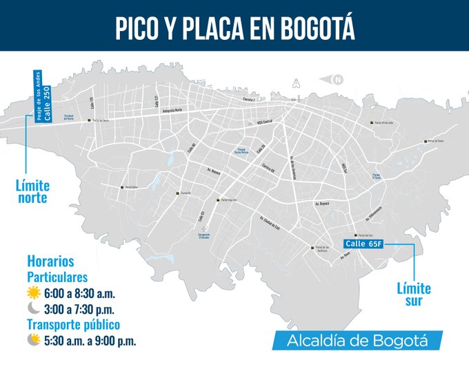 pico y placa en Bogotá el 12 de noviembre