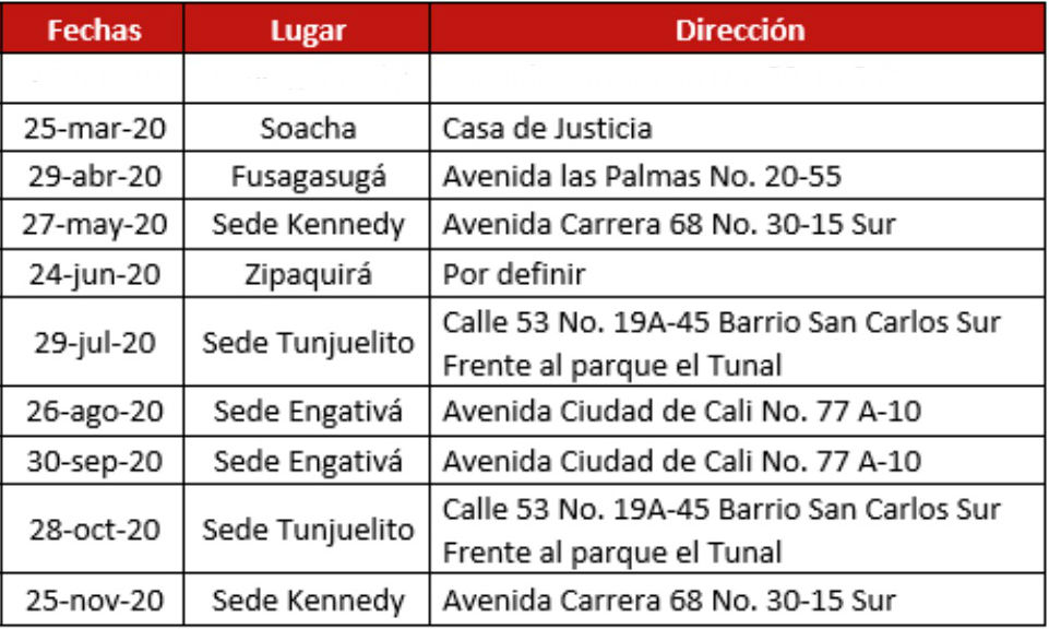 Programación jornadas de conciliación