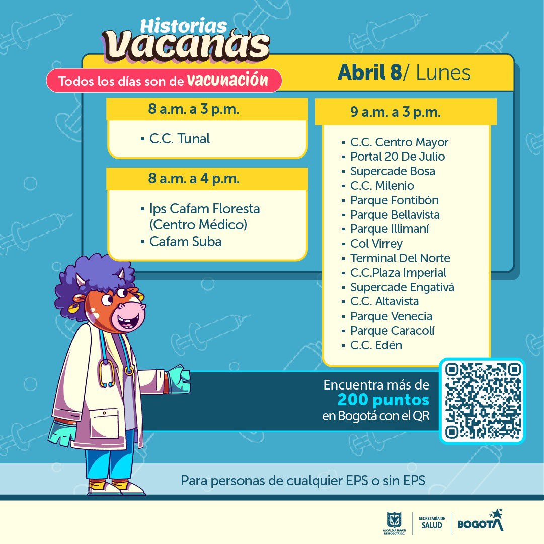 Puntos vacunacio?n covid-19 y otras enfermades Bogota? abril 8 de 2024