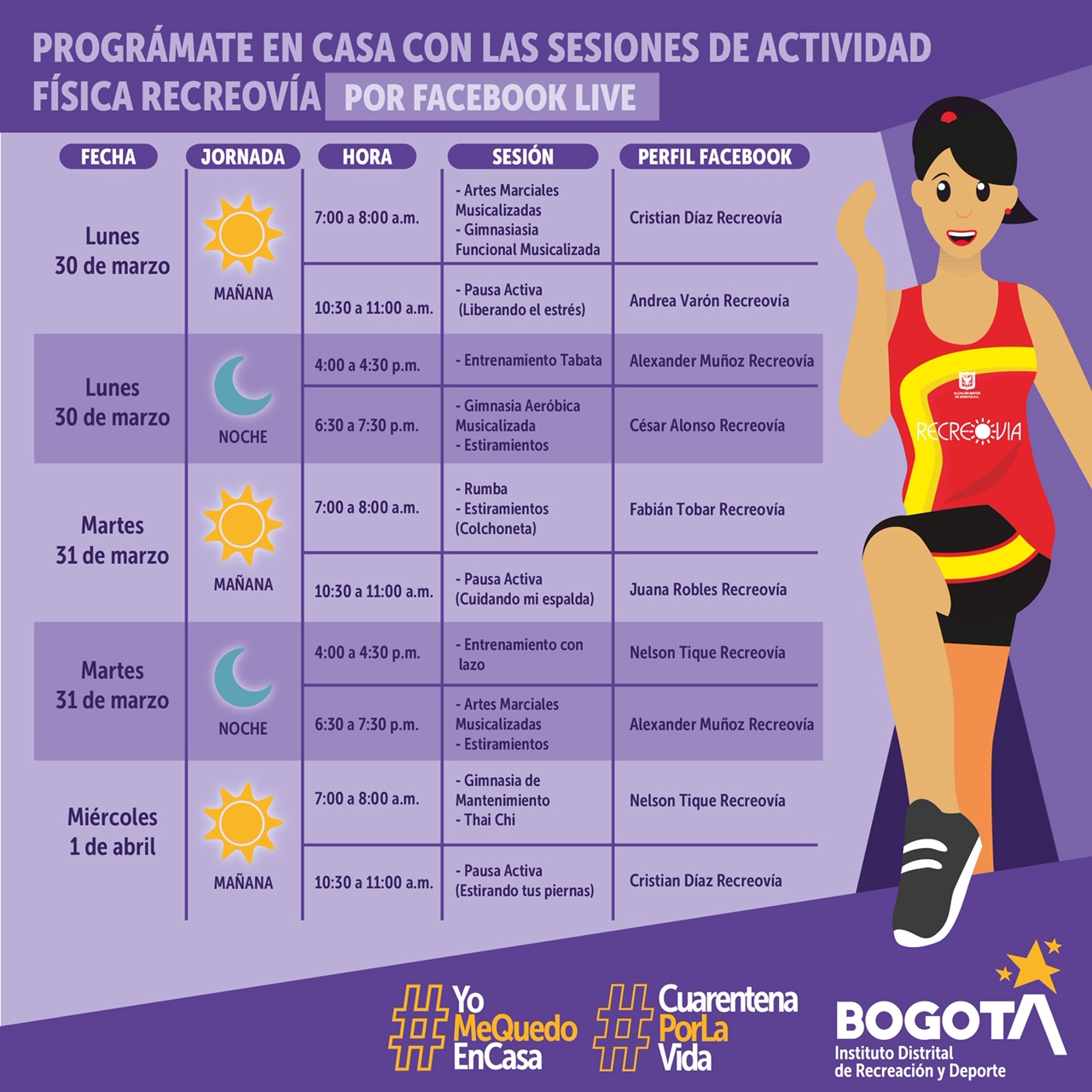 Recreovía lunes a miércoles 