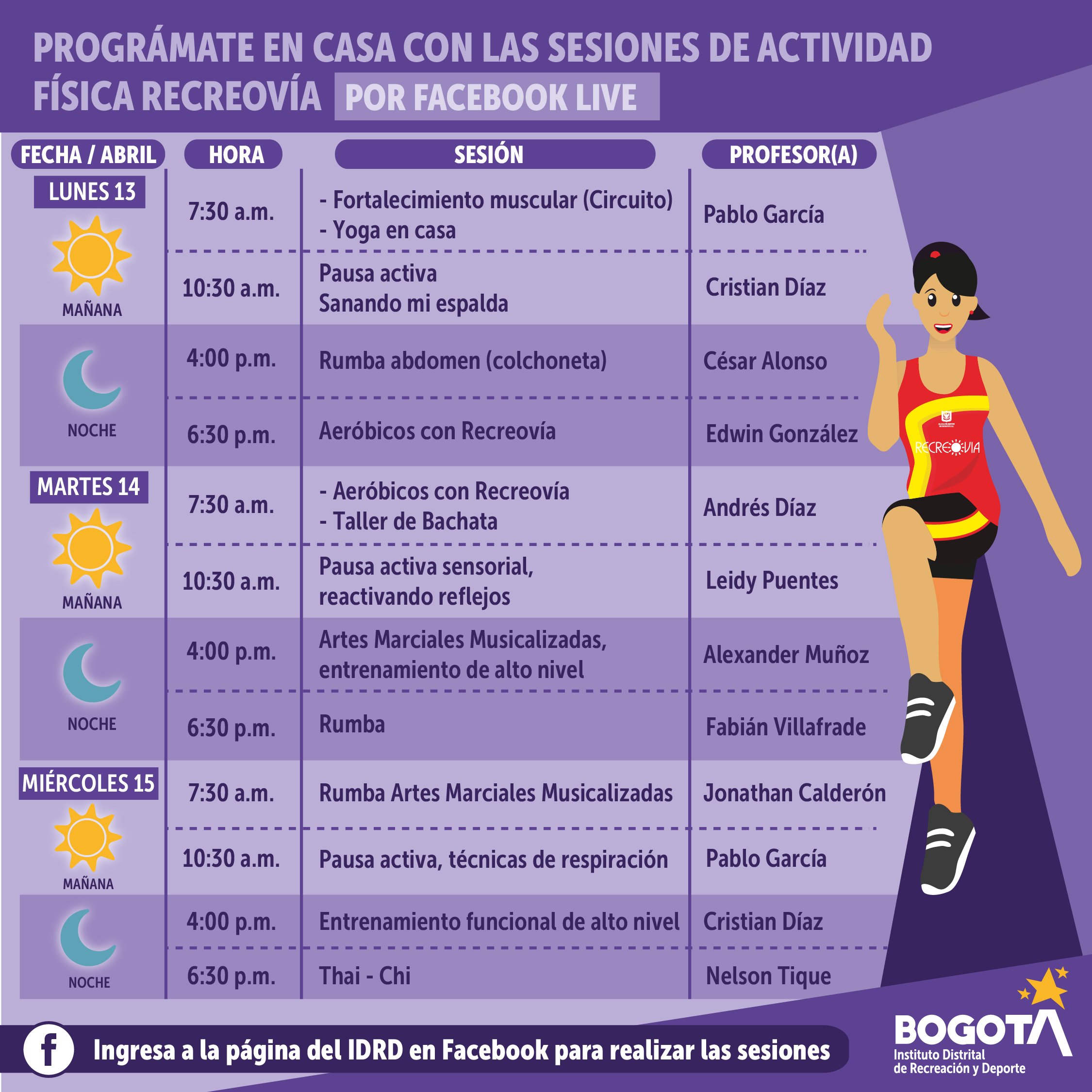 Horarios Recreovía