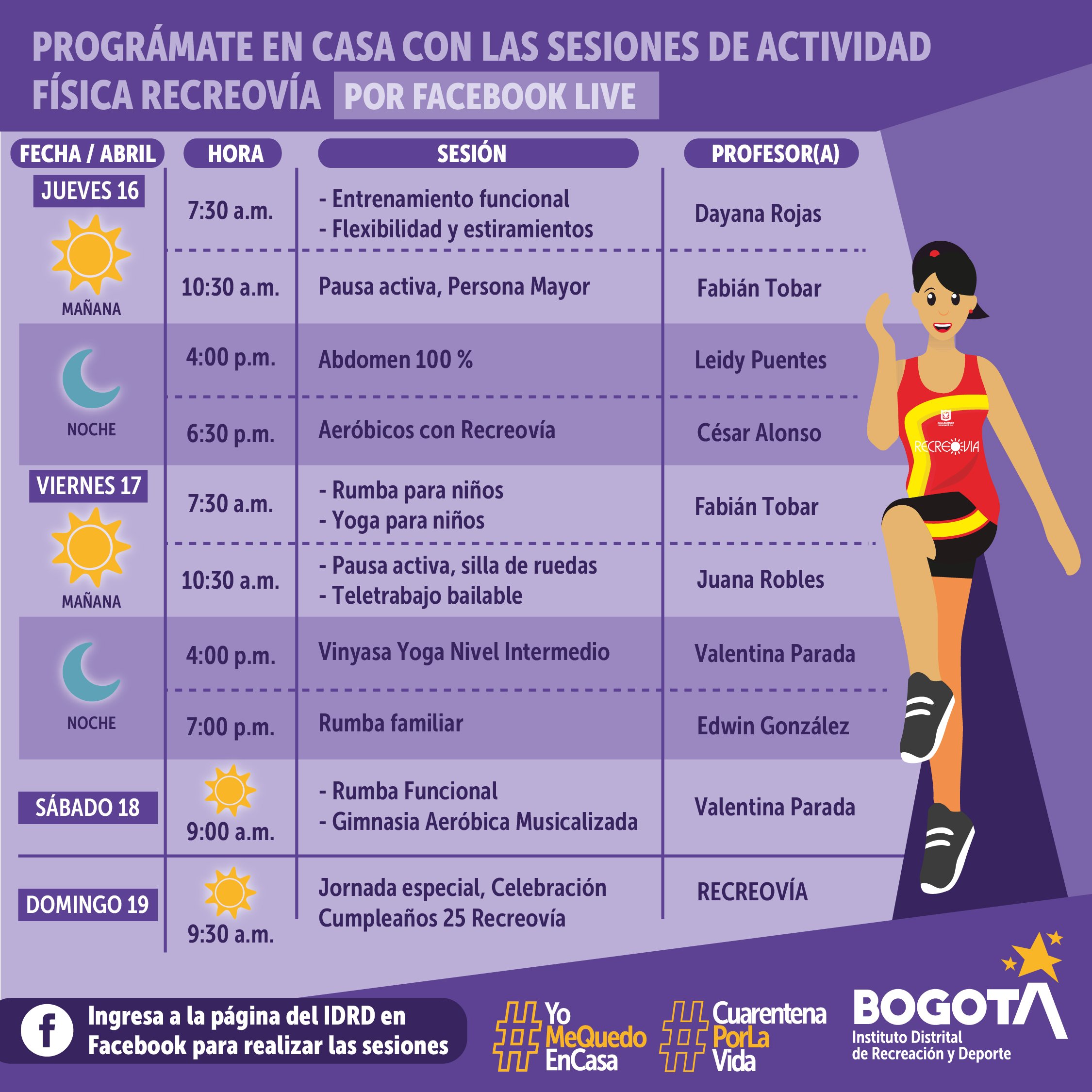 Horarios Recreovía