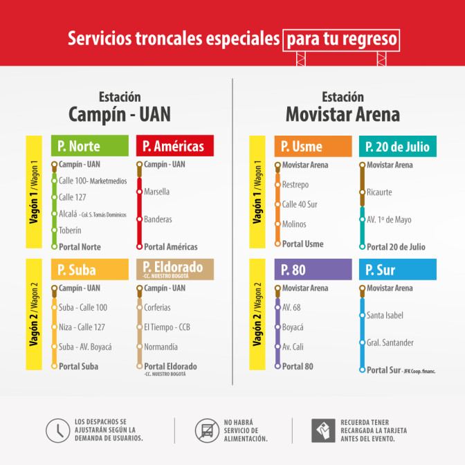 TransMilenio llegar o salir del Festival Pa’ Gozar y Cantar 2.0 Bogotá