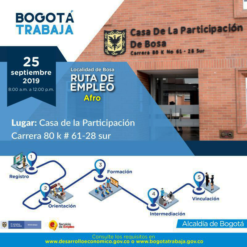 Invitación a ruta del empleo para grupos poblacionales étnicos en Bosa - Imagen: Secretaría de Desarrollo Económico.