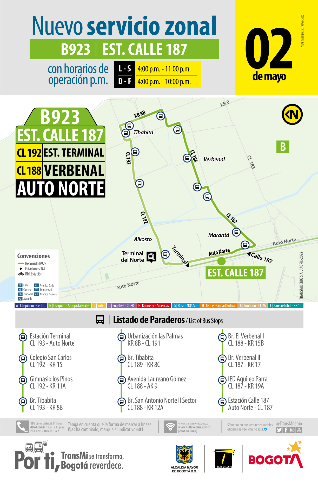 Nueva ruta zonal conecta a usuarios con la estación Calle 187