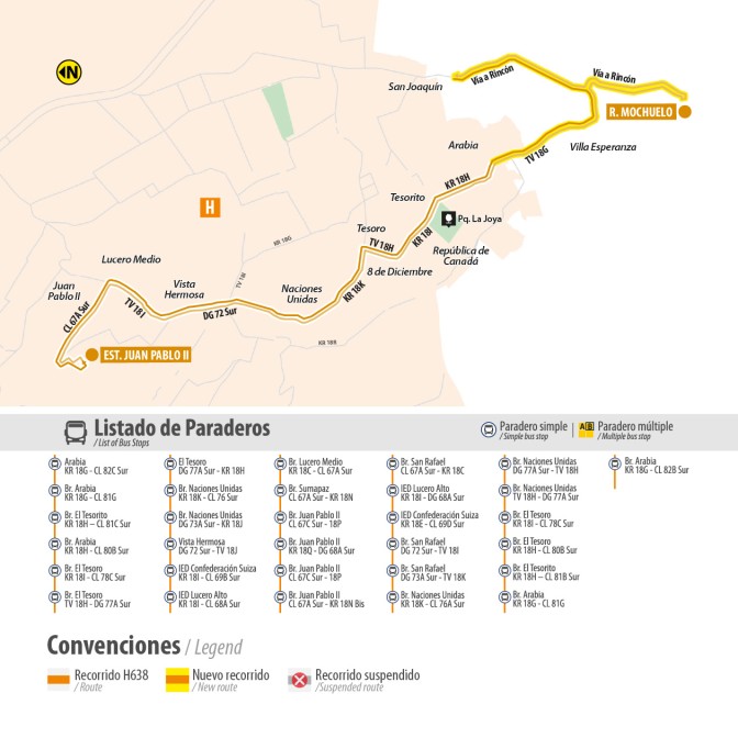 Plan piloto TransMiZonal H638 Juan Pablo II y R. Mochuelo en Bogotá