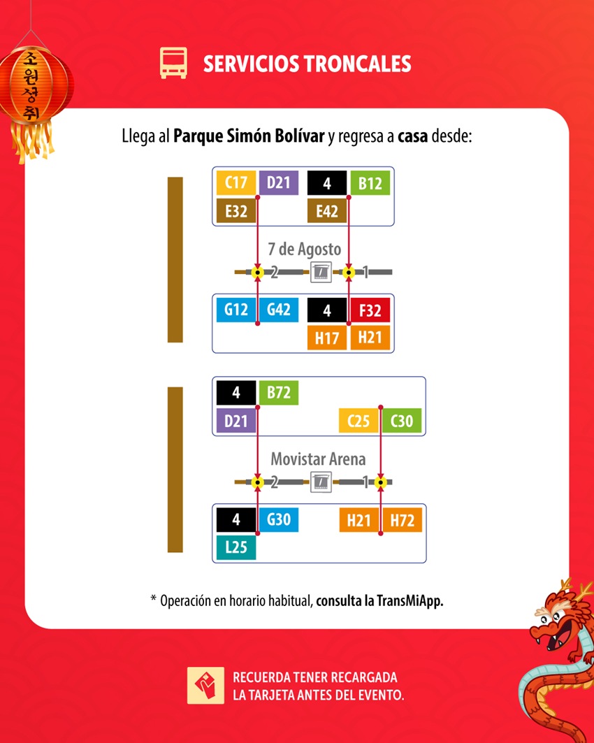 TransMilenio llegar o salir del Conciertazo Festival de Verano Bogotá