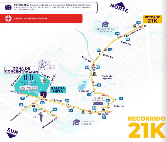 Recorrido Carrera de la Mujer 2026 para la categoría de 21 kilómetros