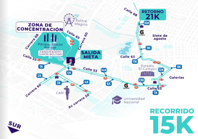 Recorrido Carrera de la Mujer 2026 para la categoría de 15 kilómetros