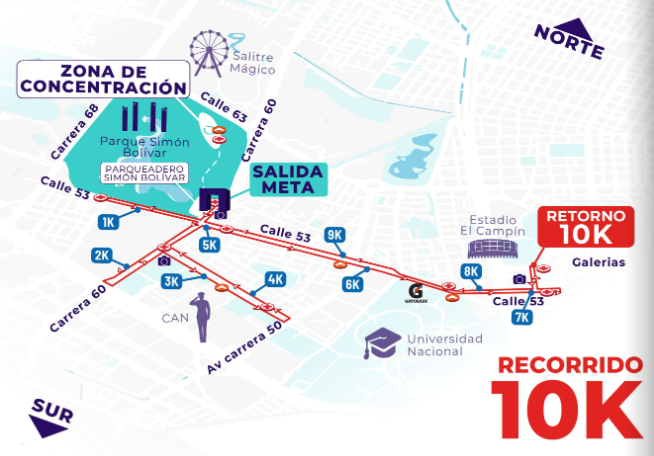 Recorrido Carrera de la Mujer 2026 para la categoría de 10 kilómetros
