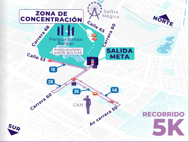 Recorrido Carrera de la Mujer 2026 para la categoría de 5 kilómetros
