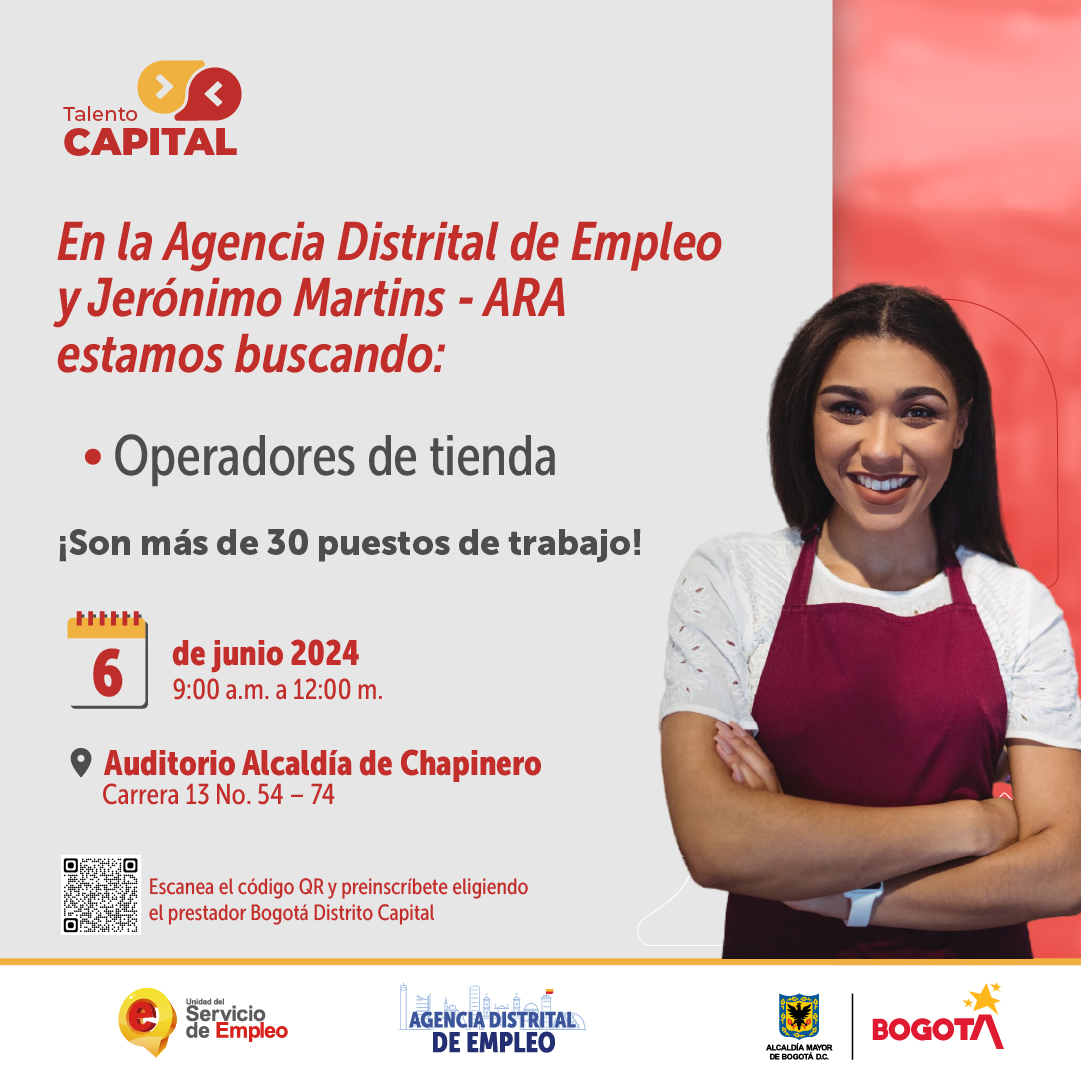 Trabajo en Bogotá accede a 30 vacantes laborales este 7 de junio 2024