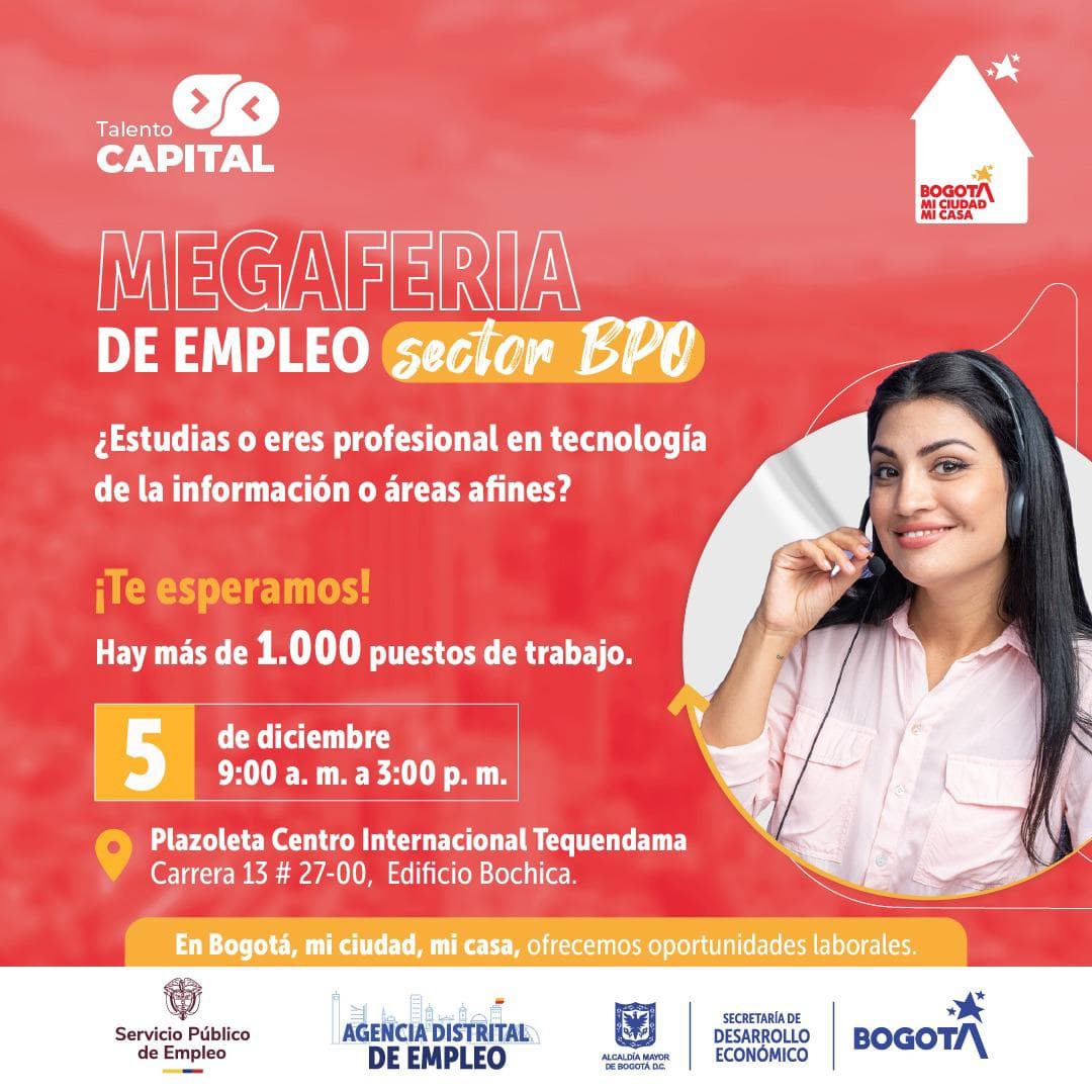 Trabajo en Bogotá_ accede a 1.300 vacantes hasta este 8 de diciembre