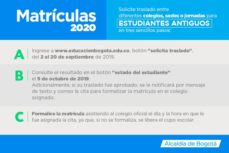 Inicia temporada de traslados entre colegios oficiales para 2020 - Foto: Comunicaciones Alcaldía Bogotá
