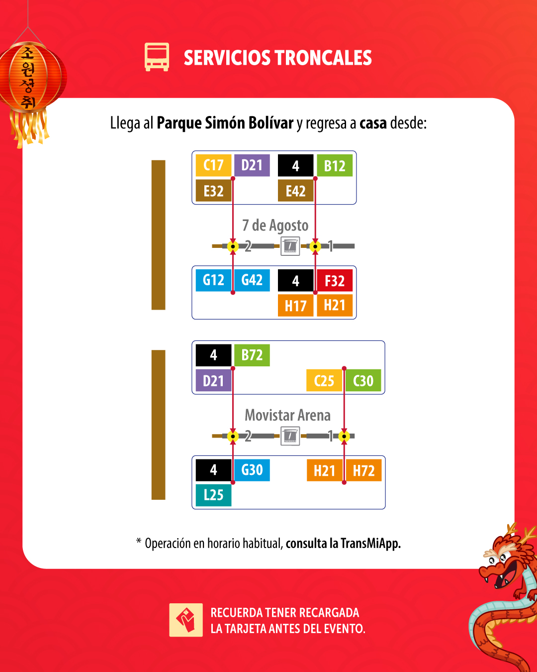 Rutas TransMilenio para llegar o salir del Festival de Verano Bogotá