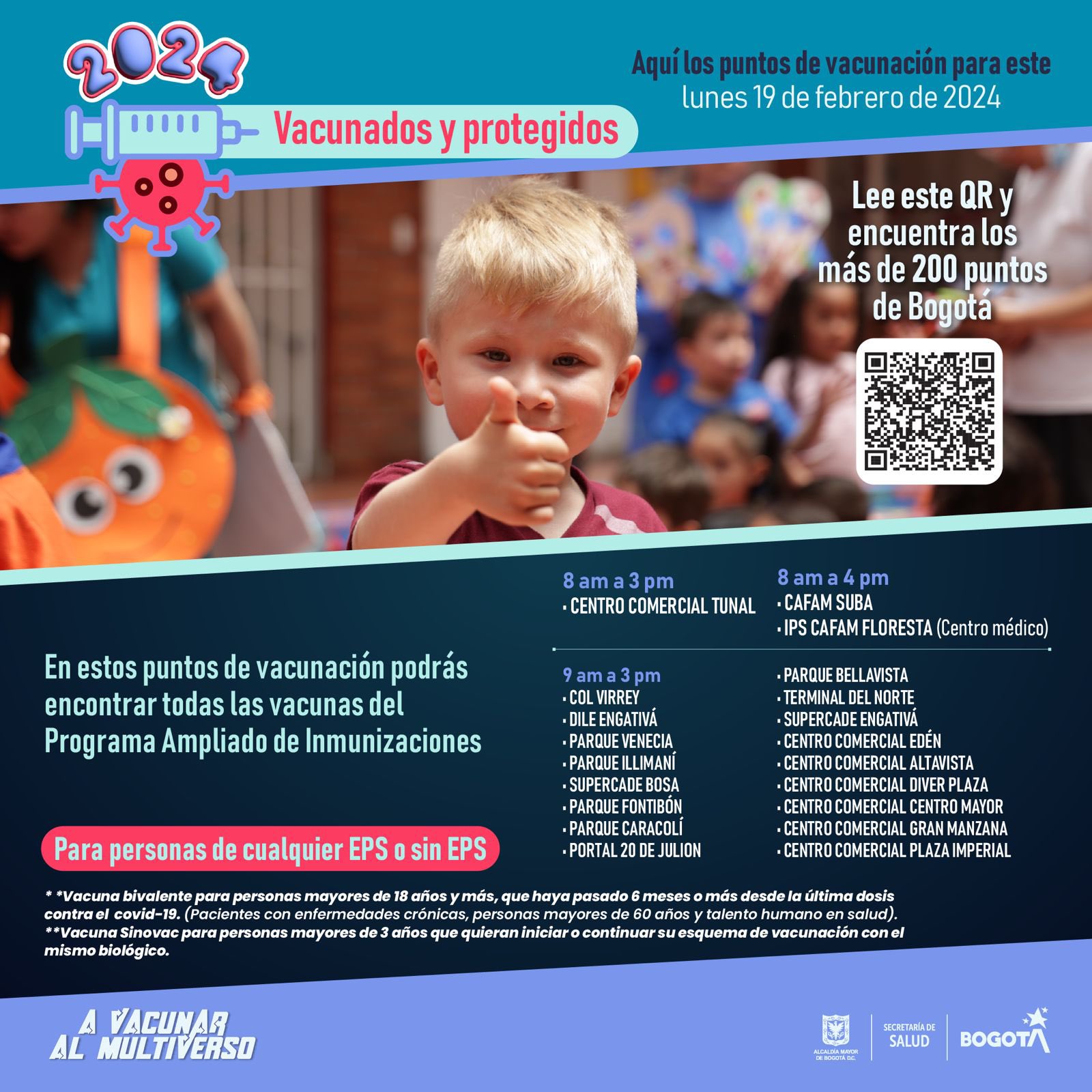 Dónde hay puntos de vacunación COVID-19 en Bogotá hoy