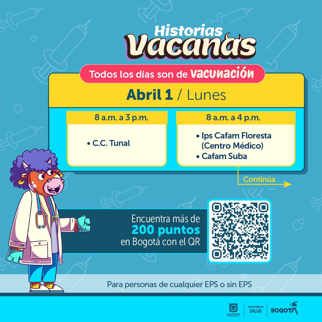 Vacunacio?n Covid-19 en Bogota? Lunes 1 de abril 2024