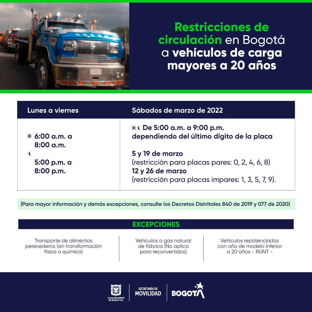 circulación de vehículos de carga en Bogotá 