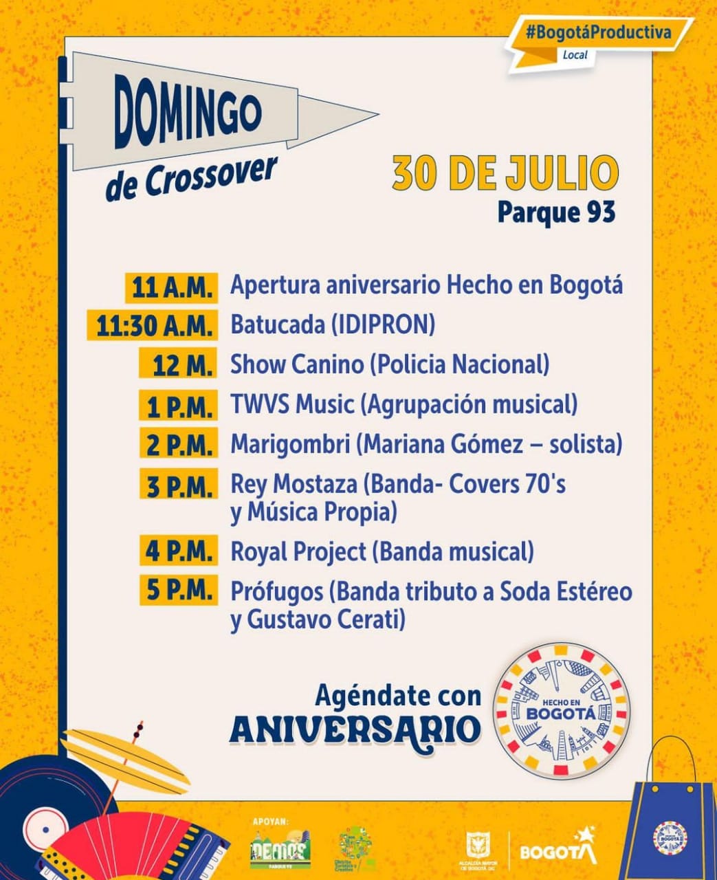 Agenda del 30 de julio del festival Hecho en Bogotá