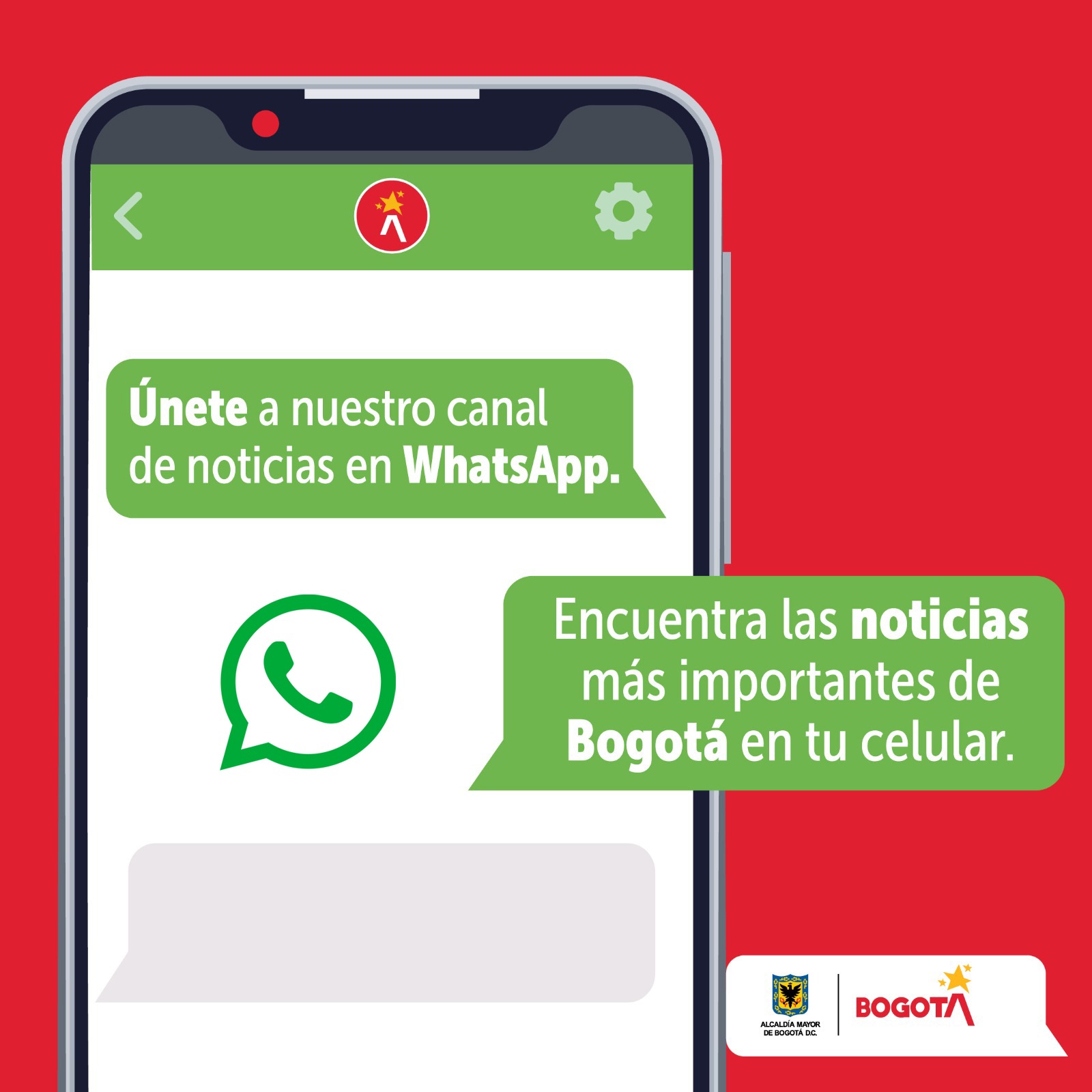 Canal en WhatsApp de la Alcaldía de Bogotá con información, servicios