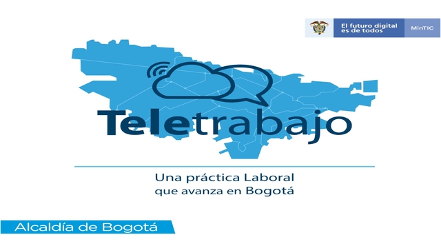 Mapa de Bogotá con el logo de Teletrabajo en la ciudad