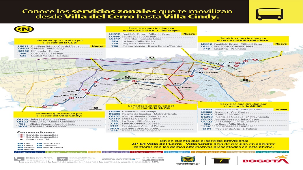 Qué rutas del SITP sirven para ir de Villa del Cerro hasta Villa Cindy