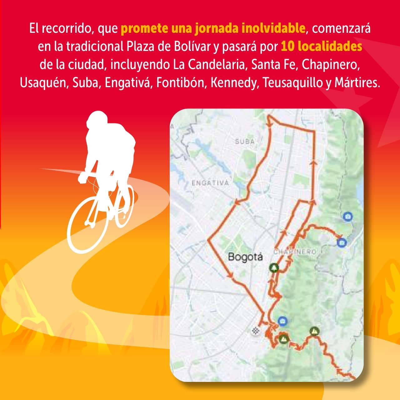 Ruta del Gran Fondo de Ciclismo con Egan Bernal 17 de noviembre en Bogotá