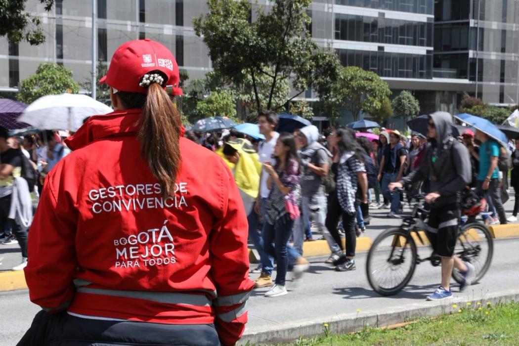 Gestores de convivencia estuvieron presentes en la marcha estudiantil en Bogotá