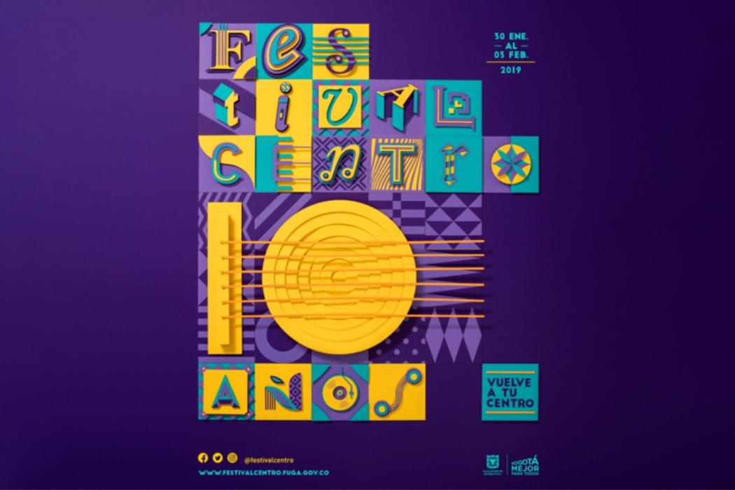Logo de los 10 años del Festival Centro
