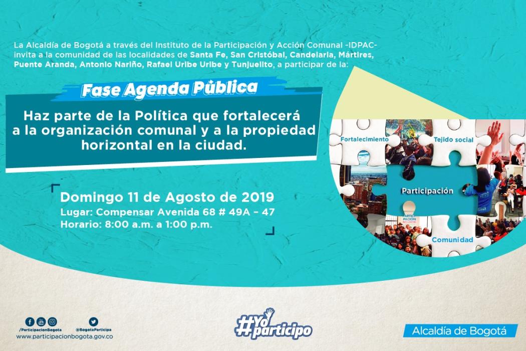 Invitación a organizaciones comunales y propiedad horizontal en Bogotá 