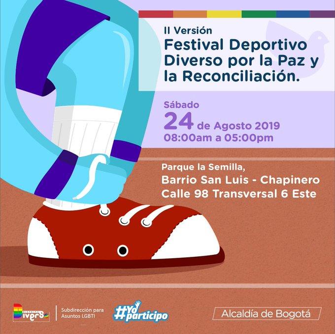volante informativo de la II Versión del Festival Deportivo Diverso por La Paz y la Reconciliación.