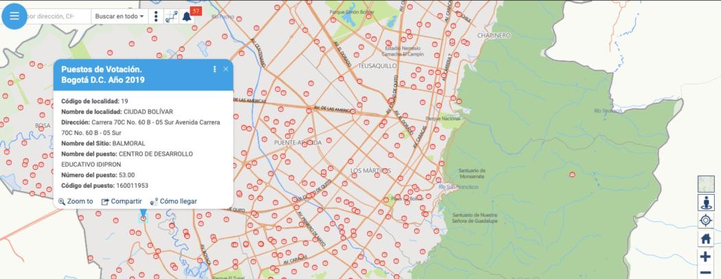 Mapas de Bogotá te muestra dónde está ubicado tu próximo punto de votación