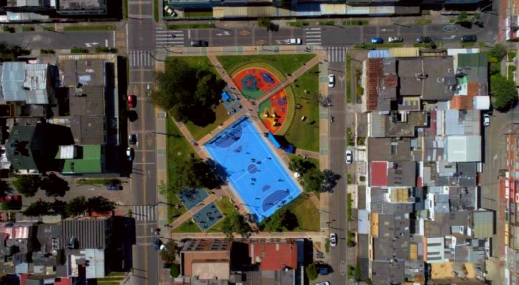 Imagen aérea de un parque en Engativá