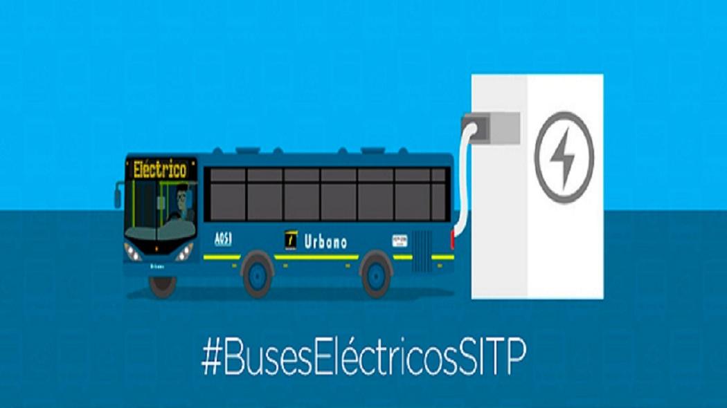 Imagen de un bus eléctrico azul