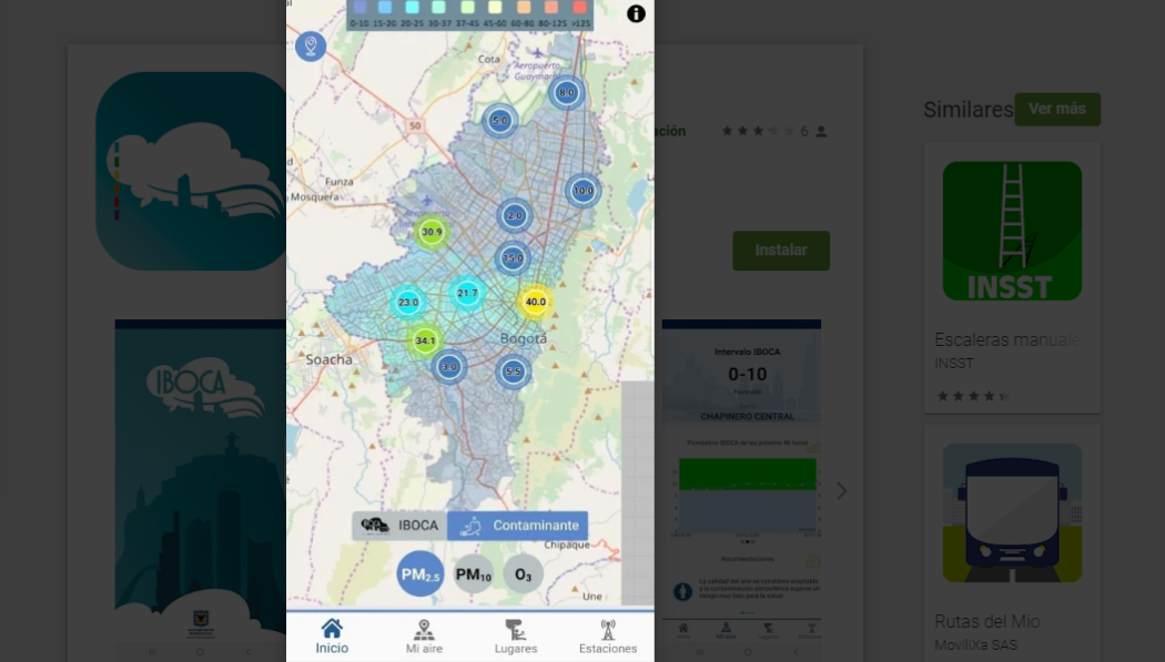 App Aire Bogotá, para medir la calidad del aire en Bogotá