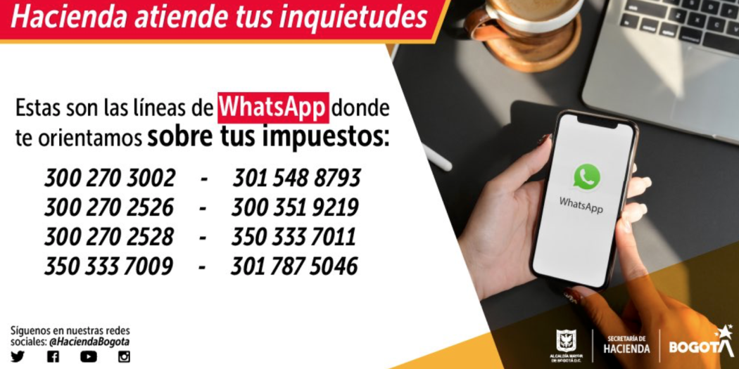 Líneas de whatsapp Secretaría de Hacienda